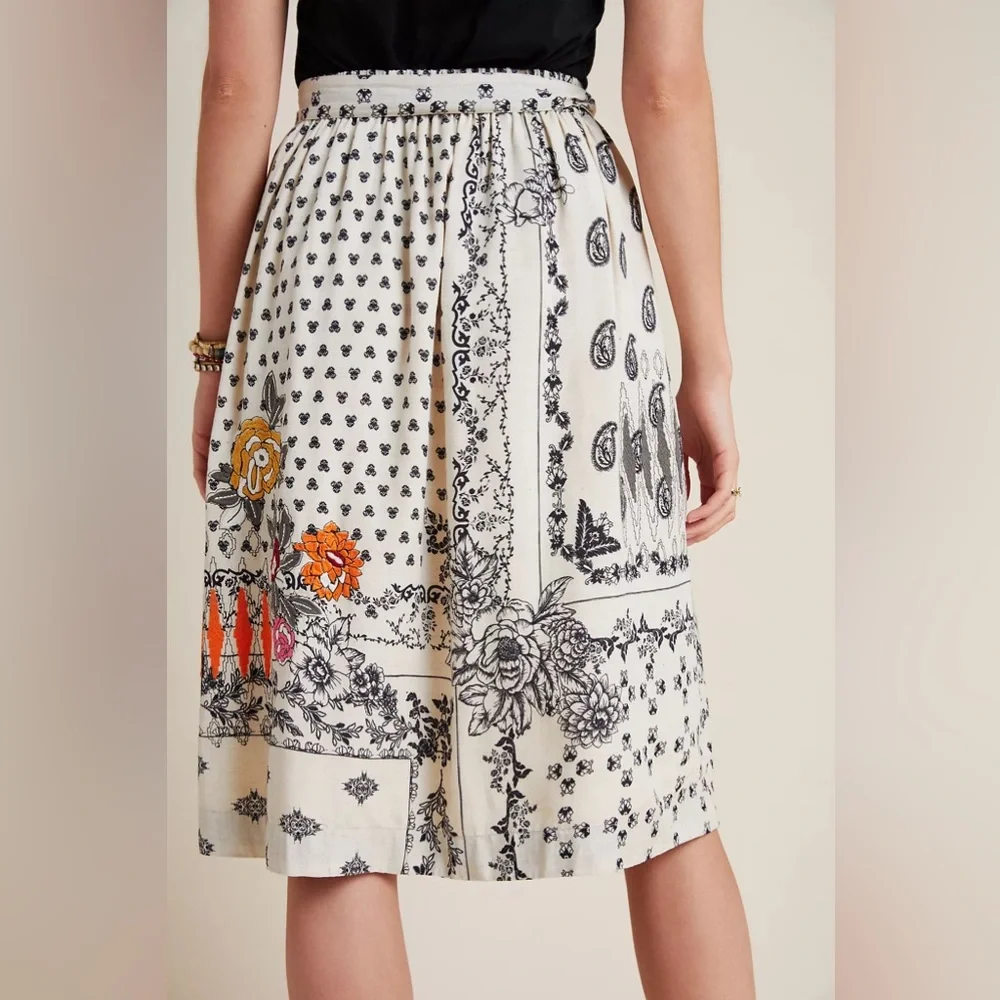 Anthropologie Devi Embroidered Midi Skirt Vineet Bahl Womens Small
